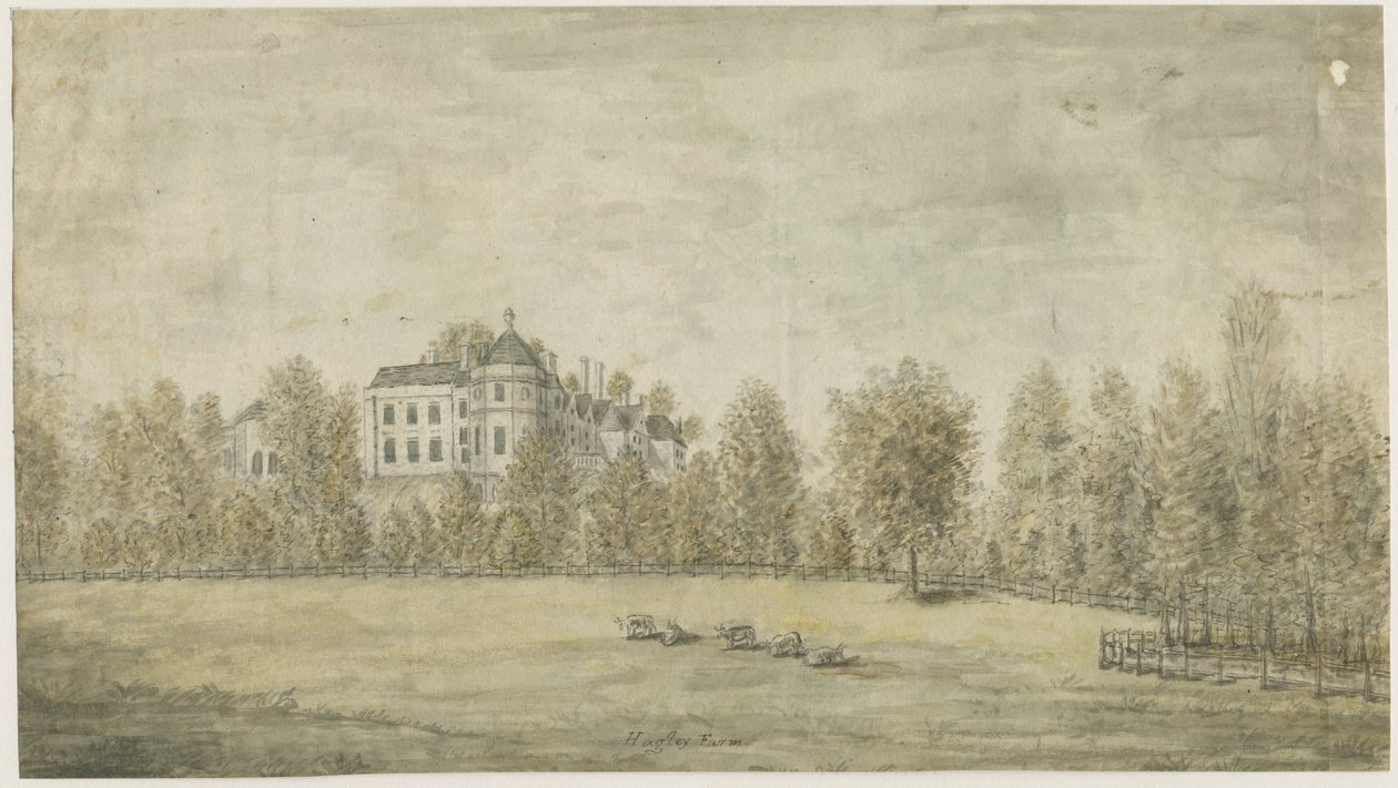 Hagley Hall: vandfarvemaleri, nd [1795] af Stebbing Shaw