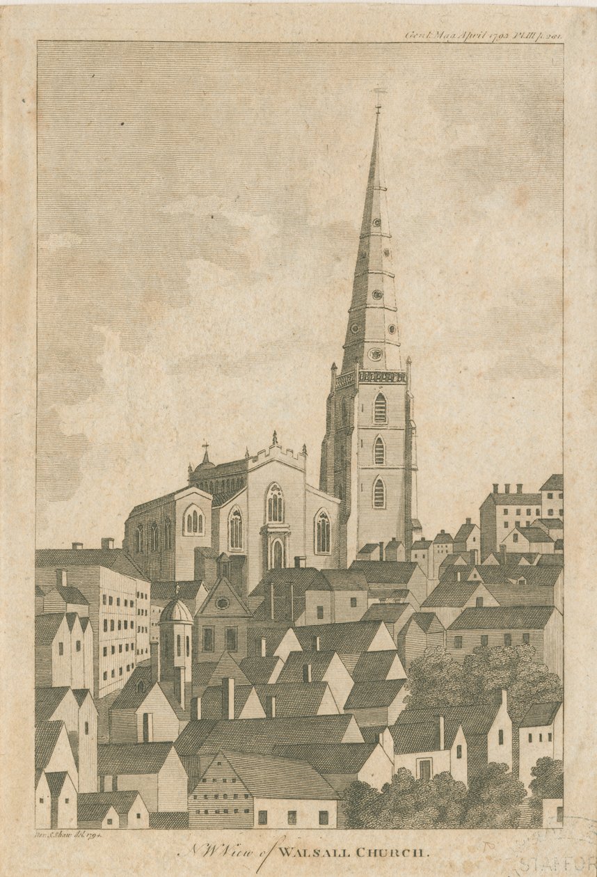 Walsall Church: gravering af Stebbing Shaw