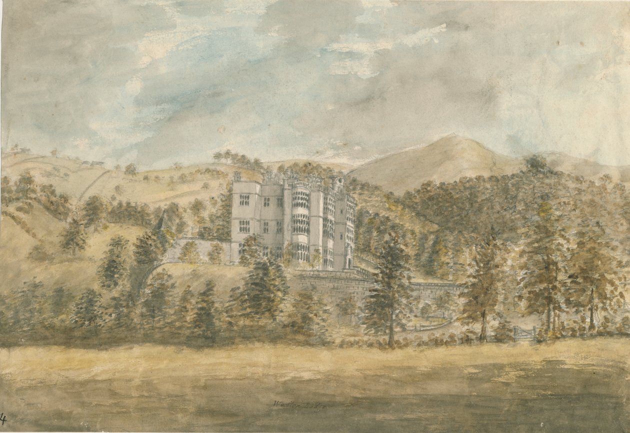 Wootton Lodge: vandfarvemaleri, nd [1794] af Stebbing Shaw
