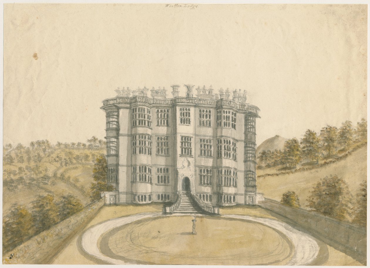 Wootton Lodge: vandfarvemaleri, nd [1794] af Stebbing Shaw