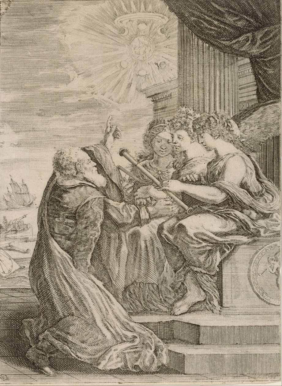 Frontispice til værkerne i Galileo Galilei af Stefano della Bella
