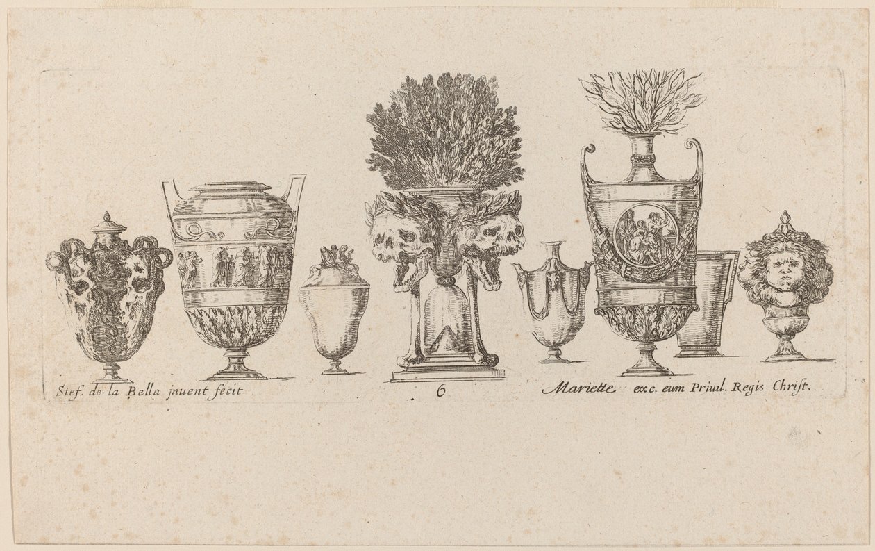 Fantastiske vaser, sandsynligvis 1646. af Stefano della Bella