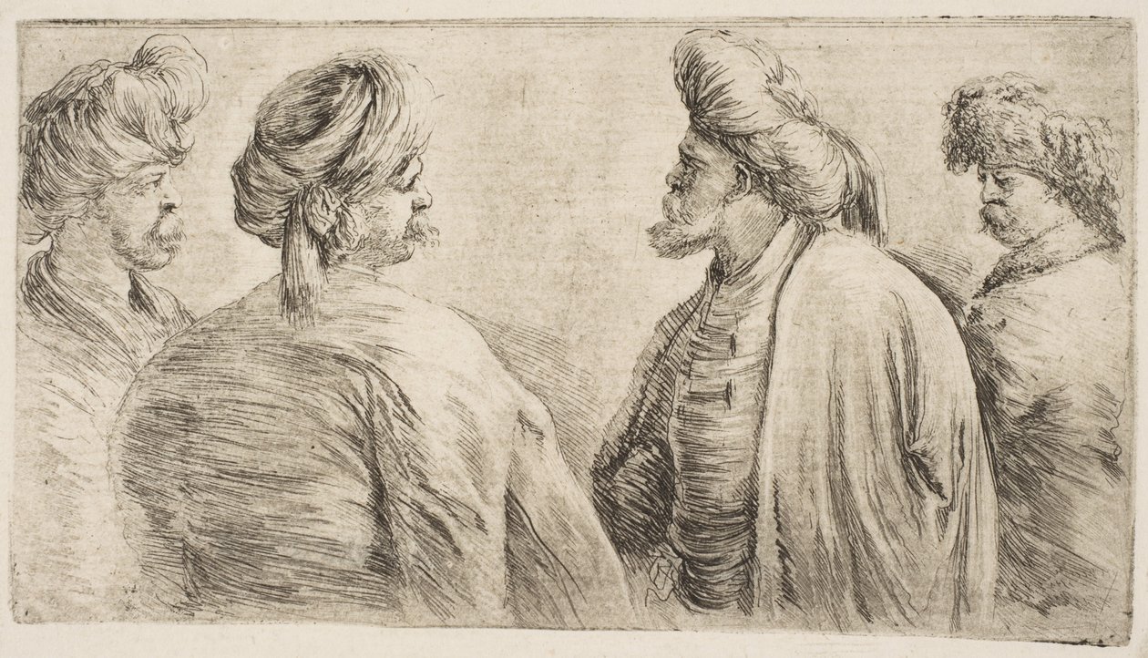 Fire tyrkere, halvlængde, ca. 1662. af Stefano della Bella
