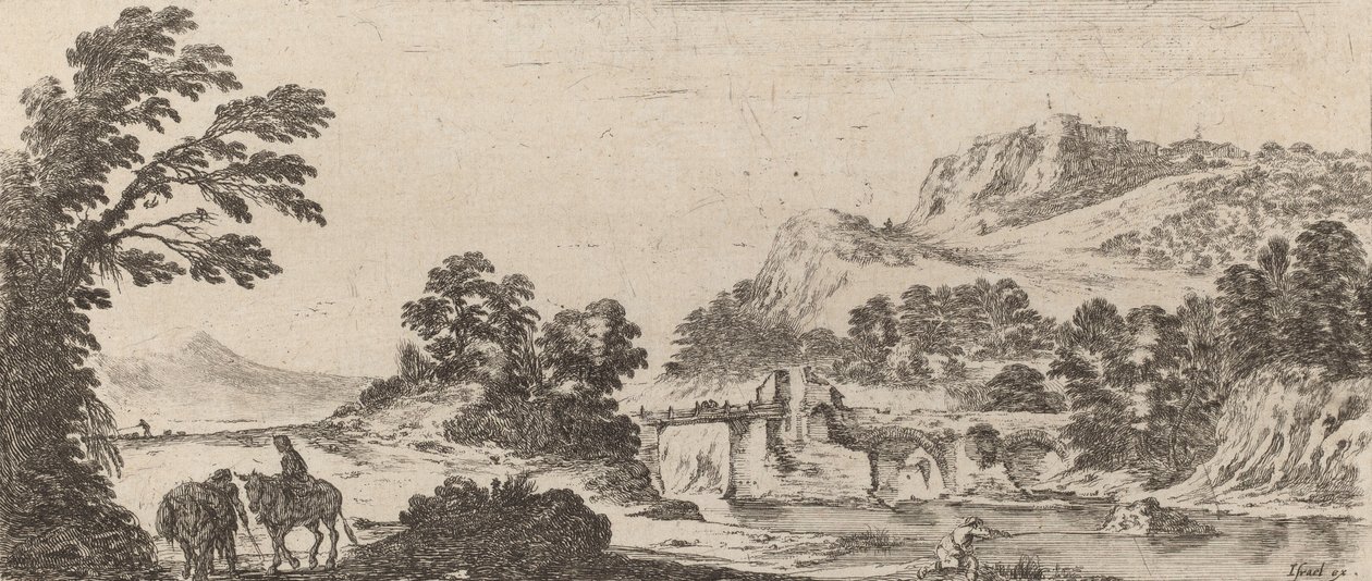 Landskab med bro, 1641. af Stefano della Bella
