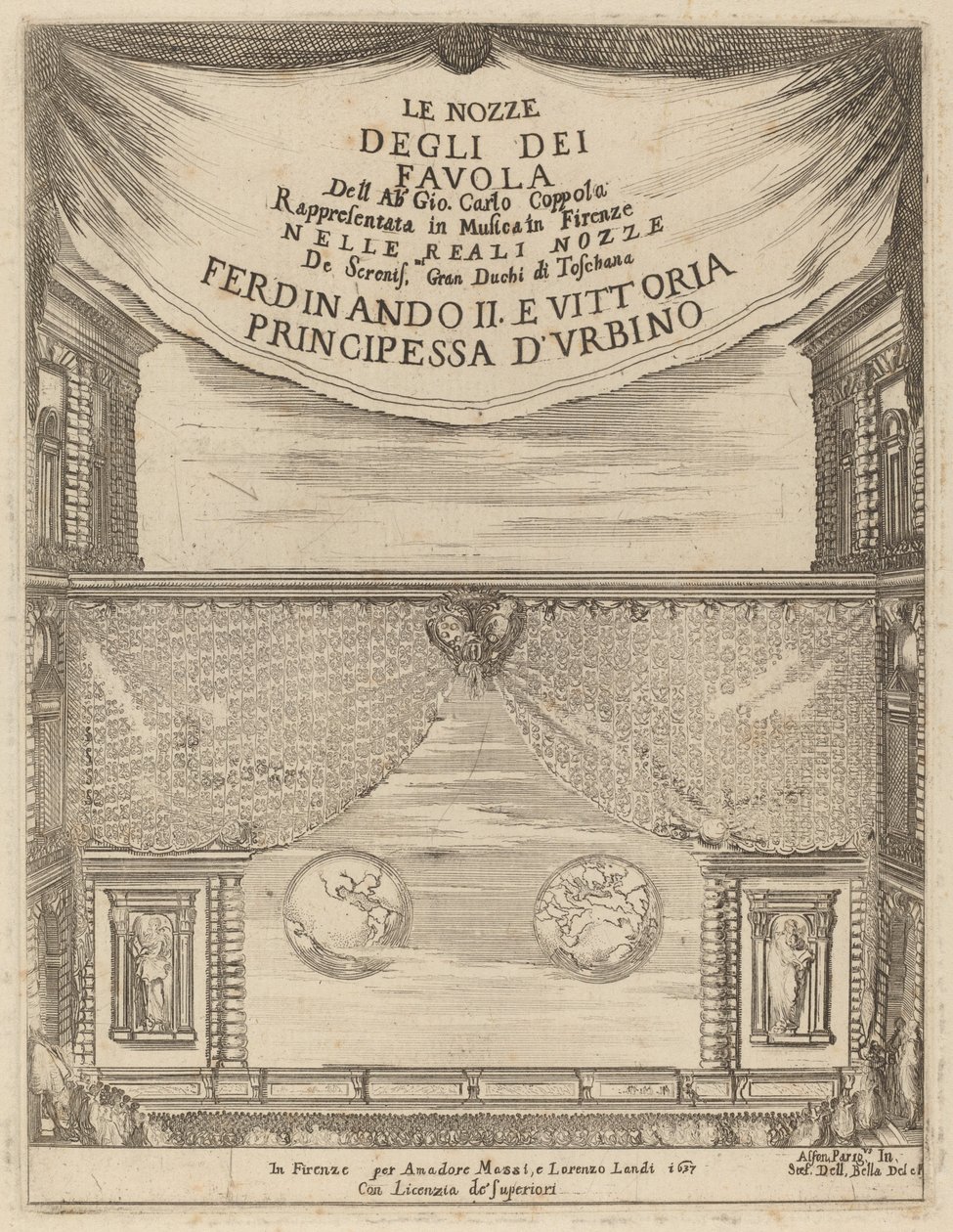 The Wedding of the Gods: Frontispice, 1637. af Stefano della Bella