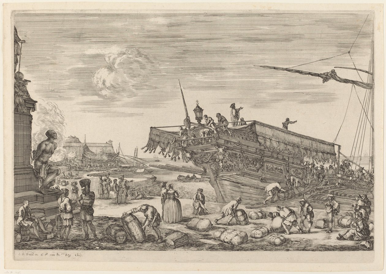 Lastning af et skib, sandsynligvis ca. 16541655. af Stefano della Bella