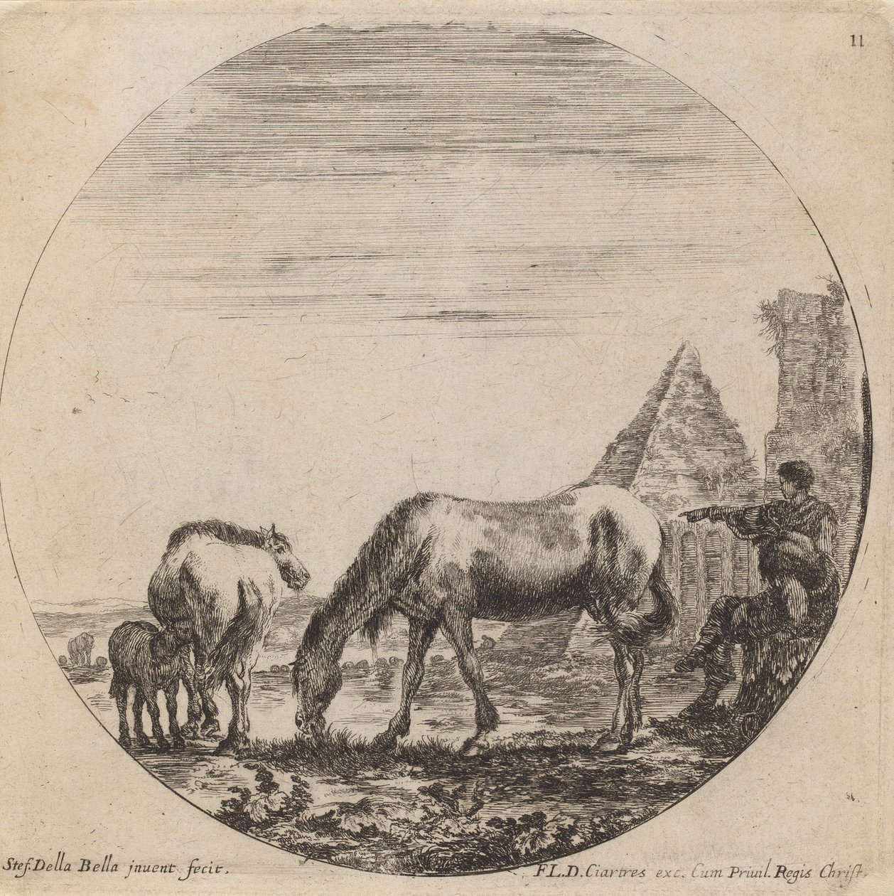 Caius Cestius pyramide, 1646. af Stefano della Bella