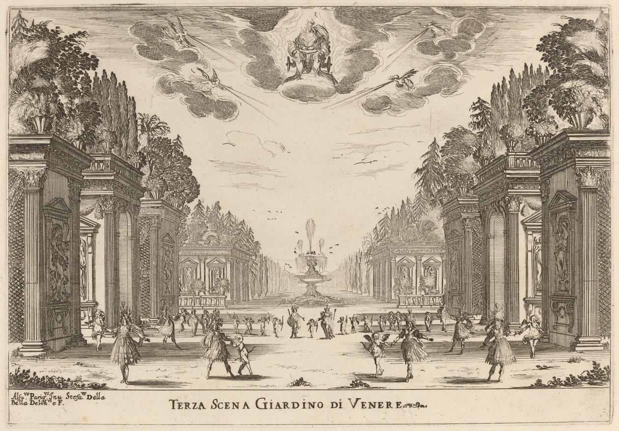 Tredje Scene Venus Have, 1637. af Stefano della Bella