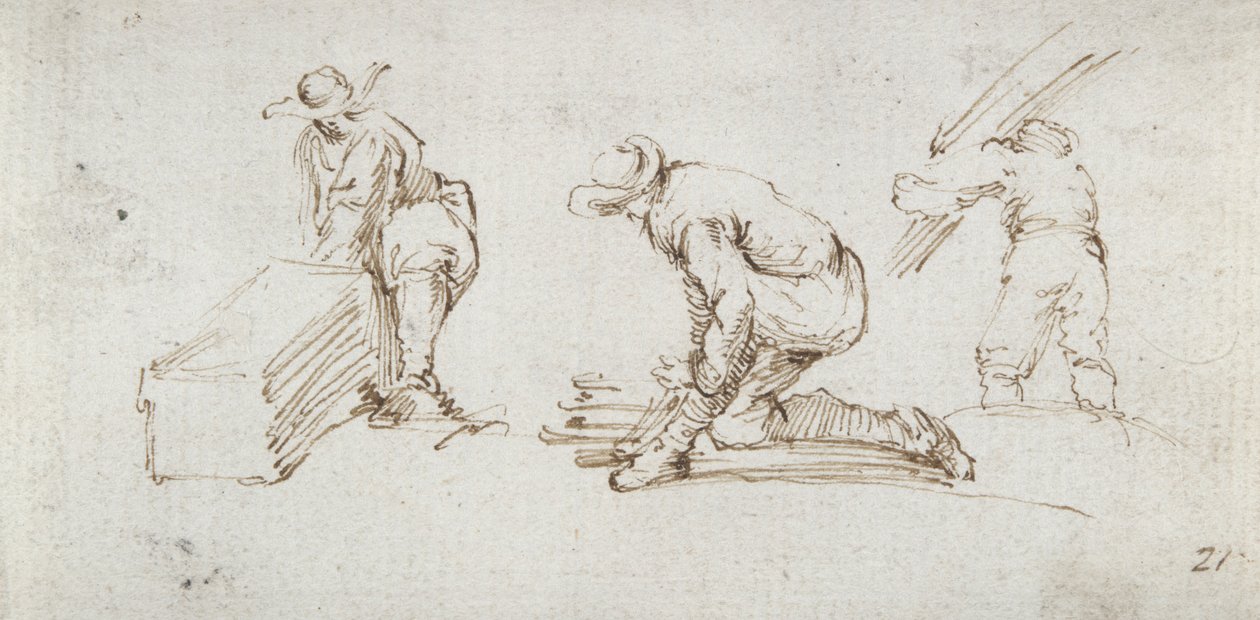 Tre figurstudier af Stefano della Bella