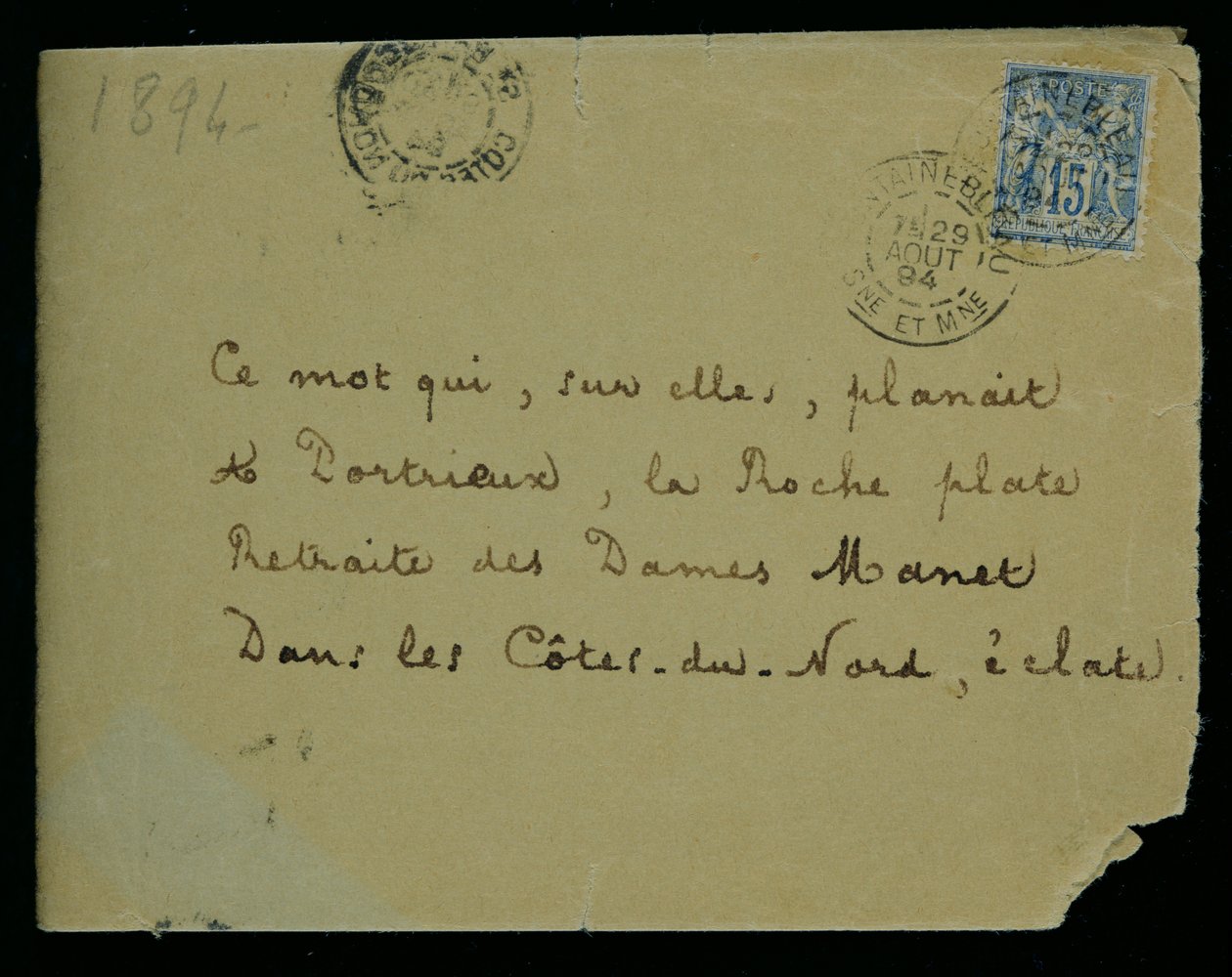 Konvolut til et brev til Berthe Morisot (1841-95) 1894 af Stephane Mallarme