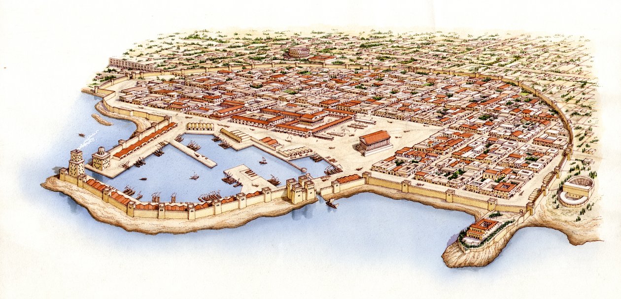 Cæsarea, Palæstina, ca. -13-70 (blæk og akvarel) af Stephen Conlin