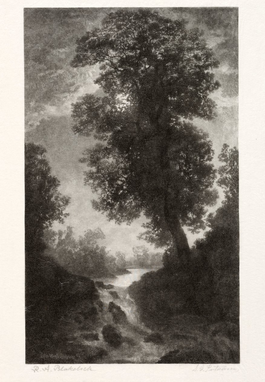 Et vandfald ved måneskin, 1887. af Stephen Greeley Putnam