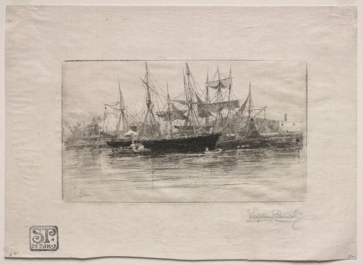 Point Breeze Oil Wharves, 1880. af Stephen Parrish