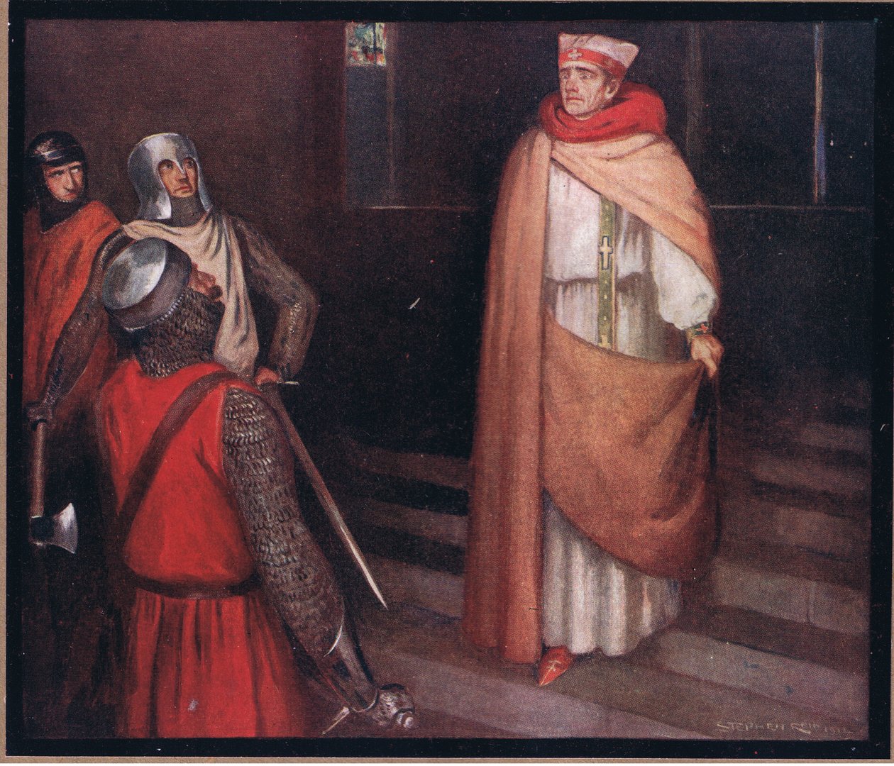 The Martyrium of St Thomas (farve litho) af Stephen Reid