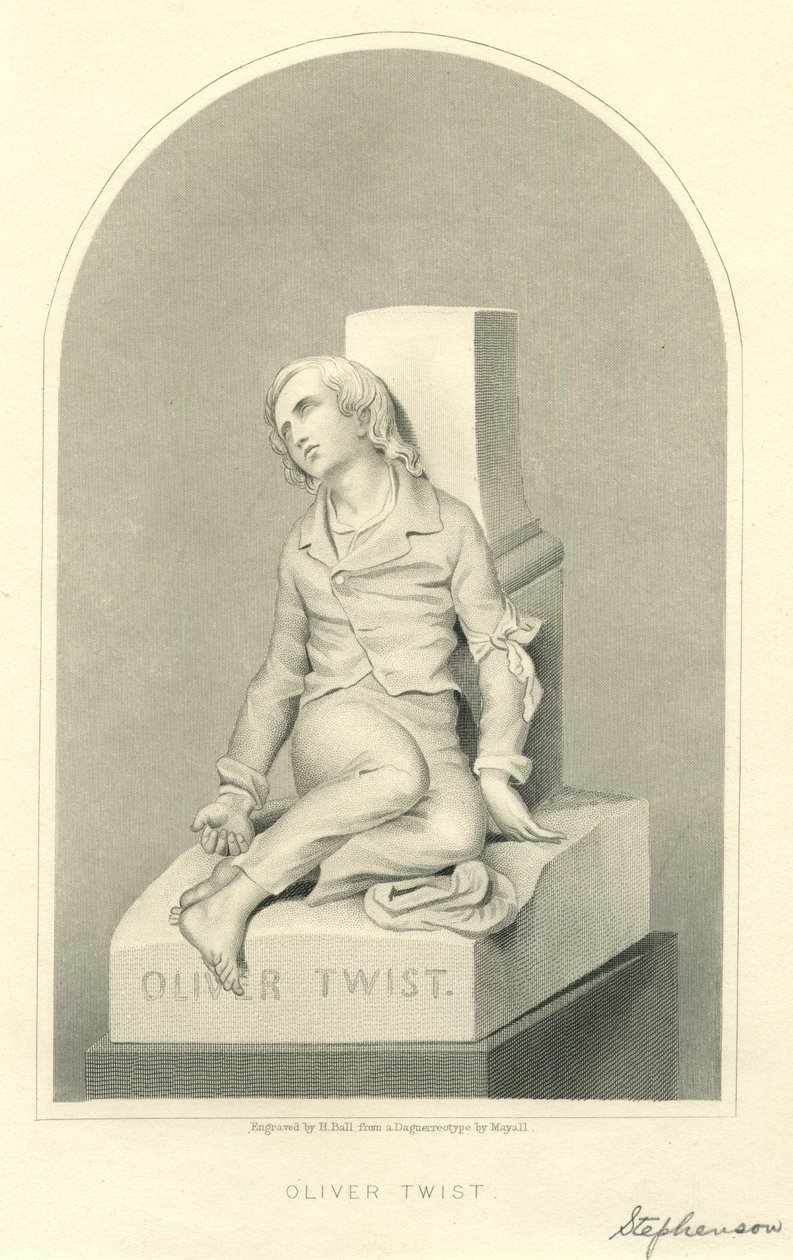 Oliver Twist-skulptur (gravering) af Stephenson (after)
