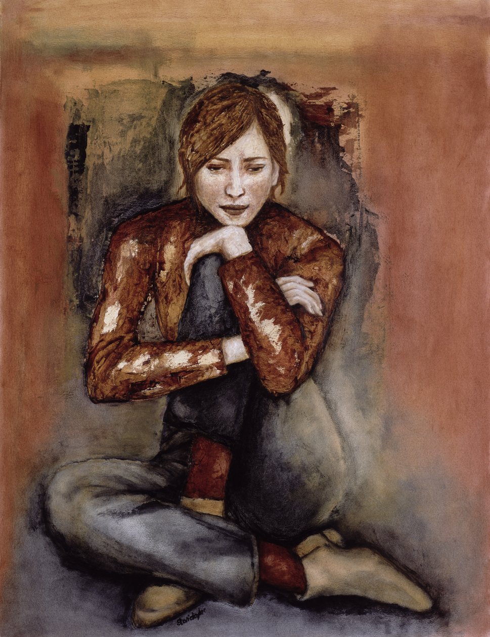 In Her World, 2005 (pen & blæk med olie på papir) af Stevie Taylor