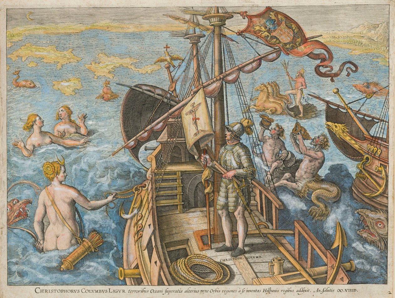 Christopher Columbus Discovery of America, 1591. af Stradanus