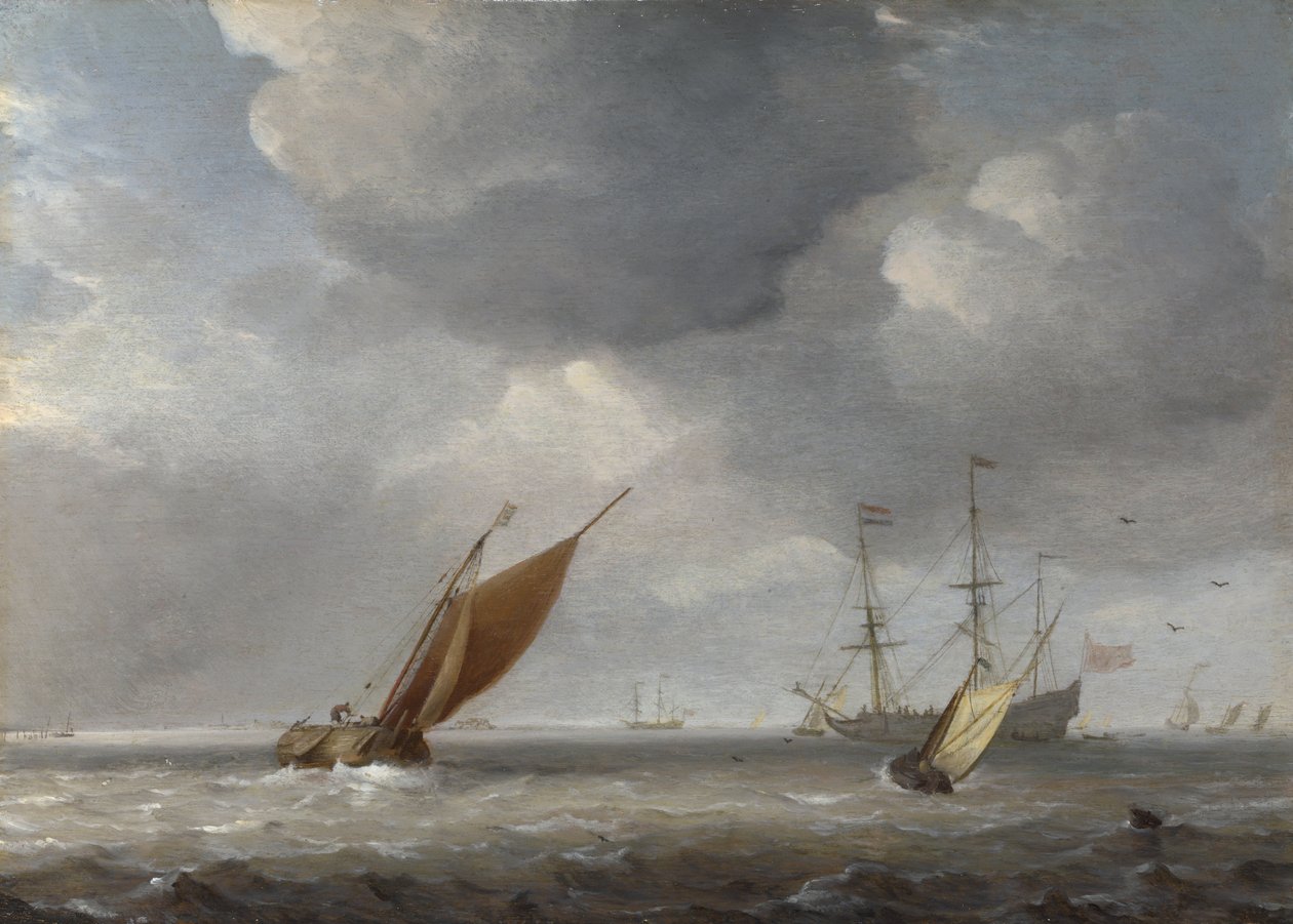Små hollandske fartøjer i en leg af Willem van de Velde the Younger