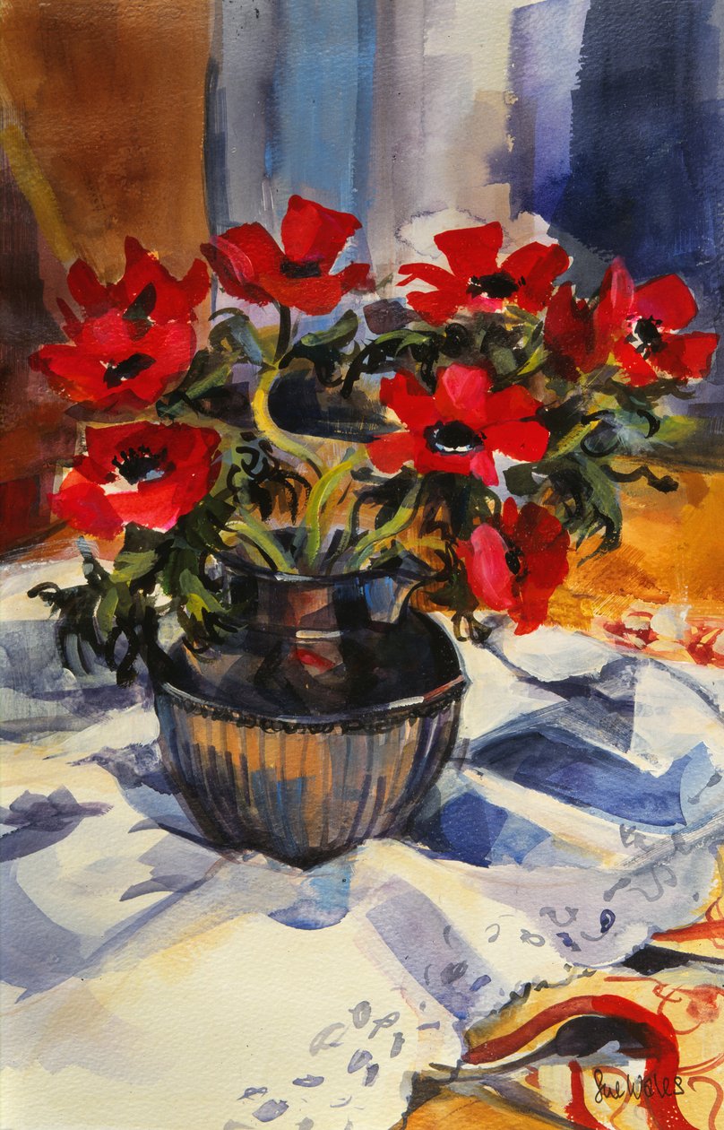Røde anemoner, 1994, af Sue Wales
