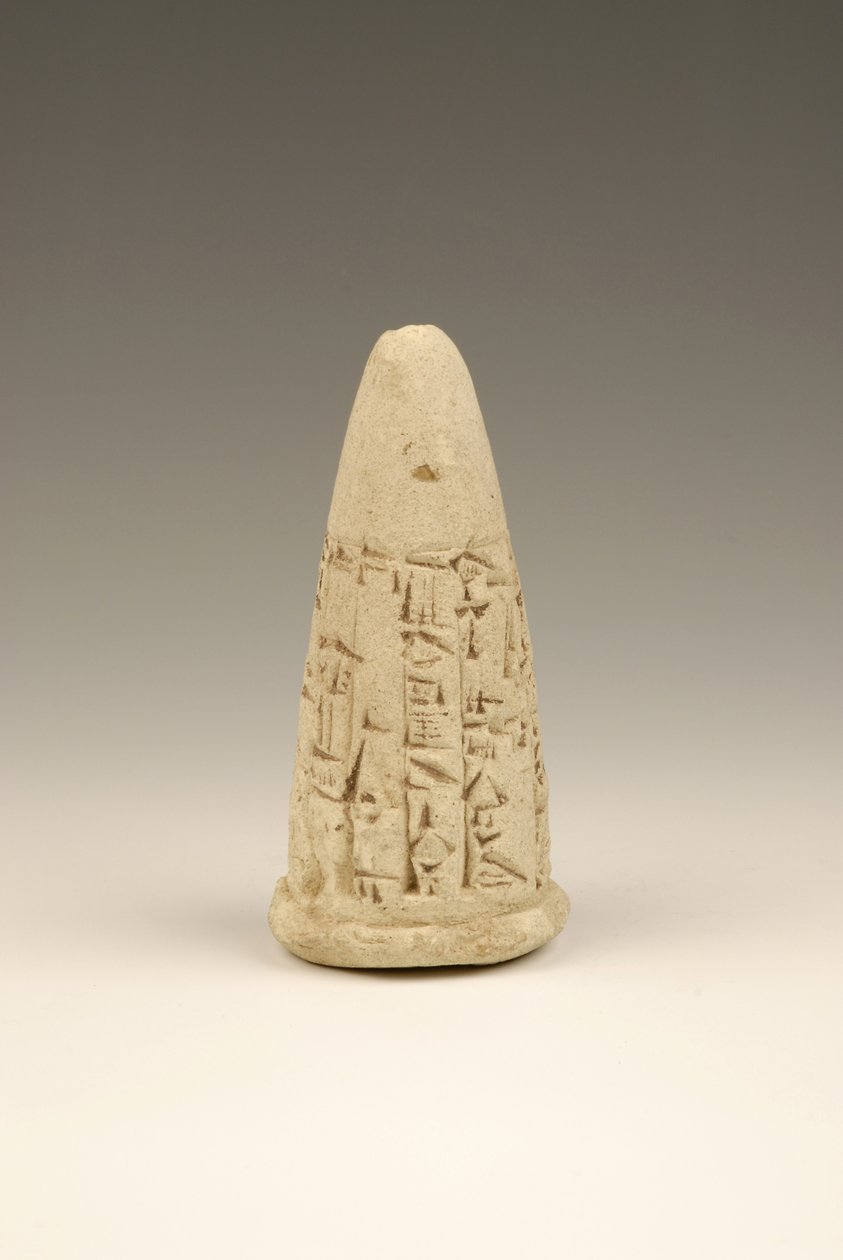 Kileskriftkegle, 2143-2124 f.Kr. (terracotta) af Sumerian