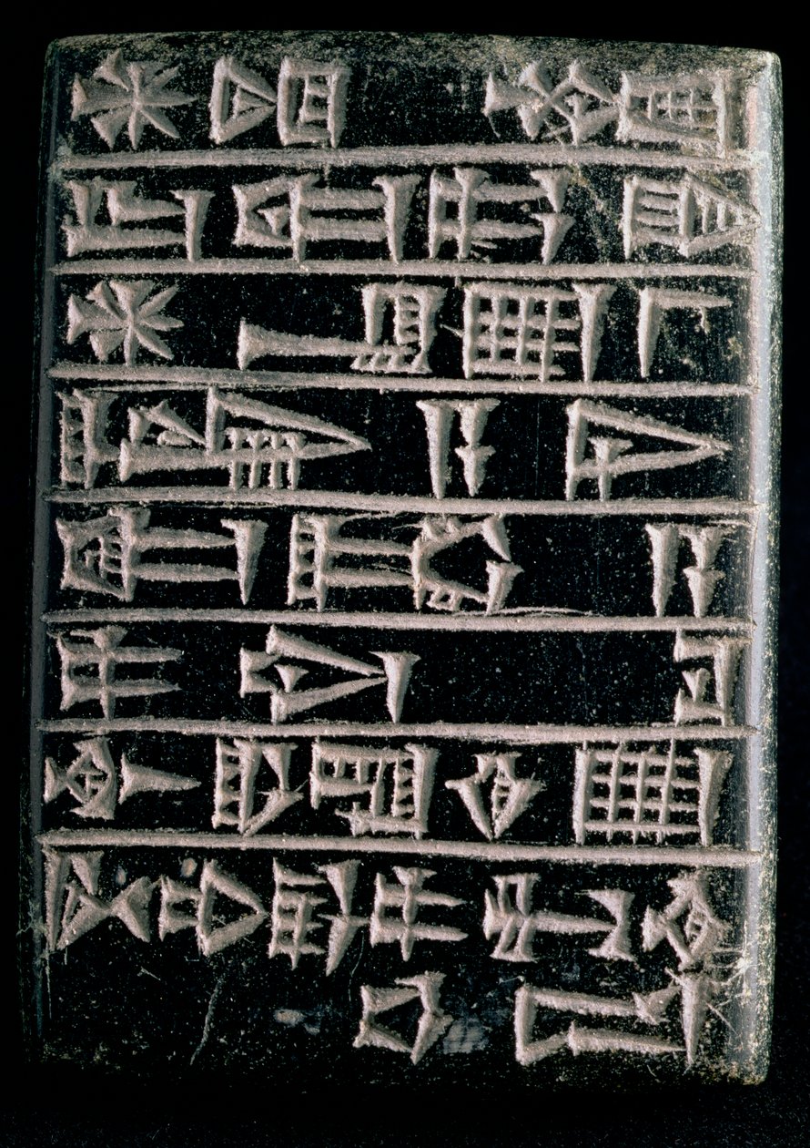 Grundtavle til minde om restaureringen af Ningirsu-templet bygget af Gudea, Prinsen af Lagash, Mesopotamien, ca. 2150 f.Kr. (steatit) af Sumerian
