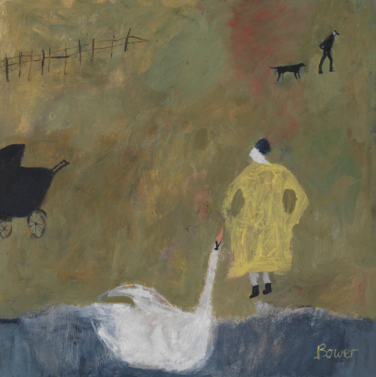 Leda, 2011 (olie på plade) af Susan Bower