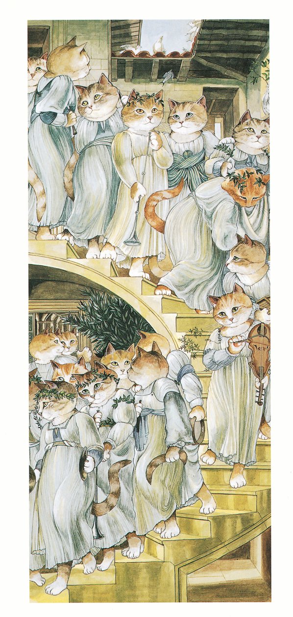 Illustration fra Pre-Raphaelite Cats (udgivet 1999) af Susan Herbert