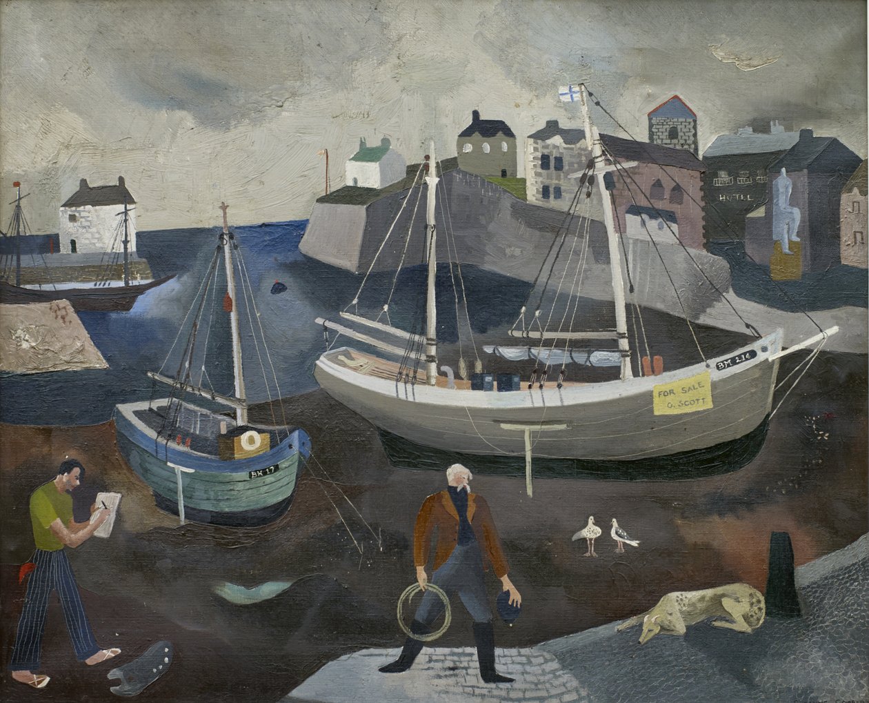 Brixham Harbor (olie på lærred) af Suzanne Cooper