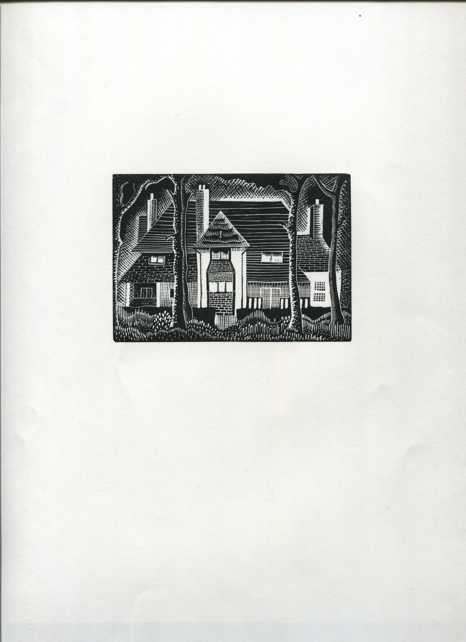 Huset i skoven (trægravering) af Suzanne Cooper