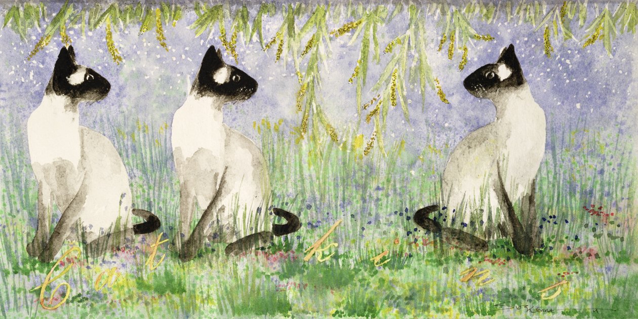 Cat Kins (wc på papir) af Suzi Kennett