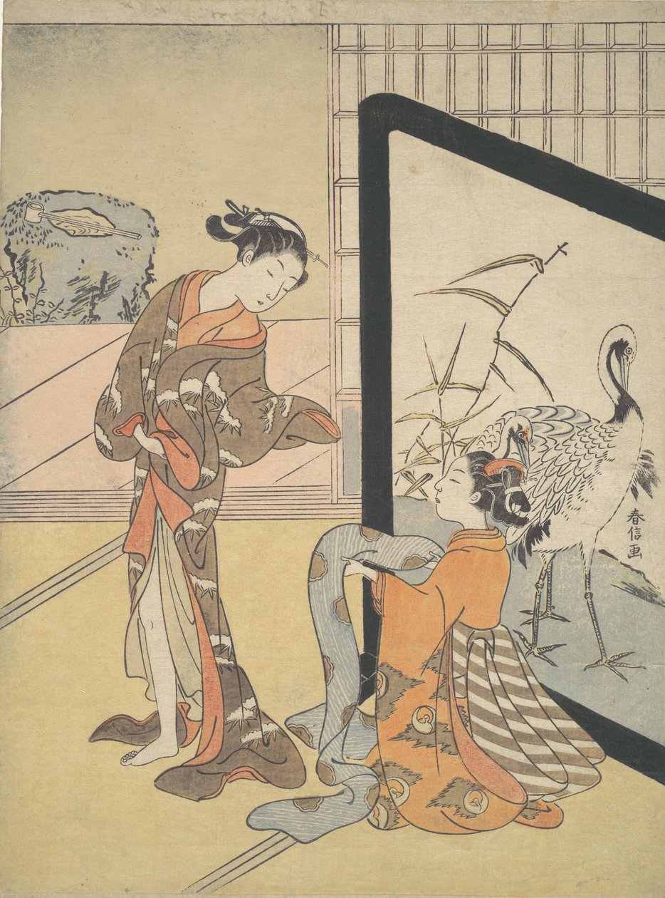 Courtesan og Shinzo, 1725-1770., 1725-1770. af Suzuki Harunobu