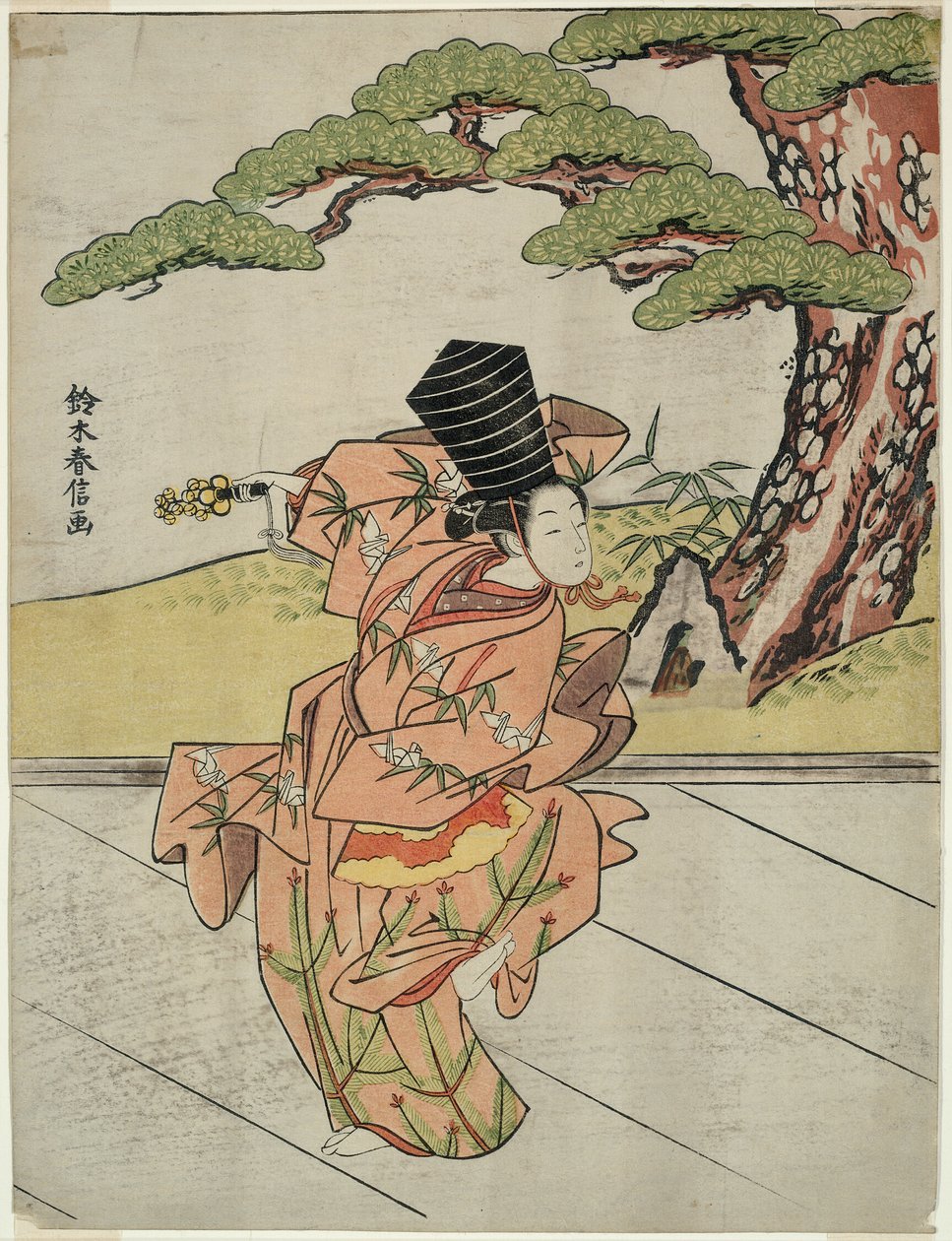 Kvindelig sanbaso-danser af Suzuki Harunobu