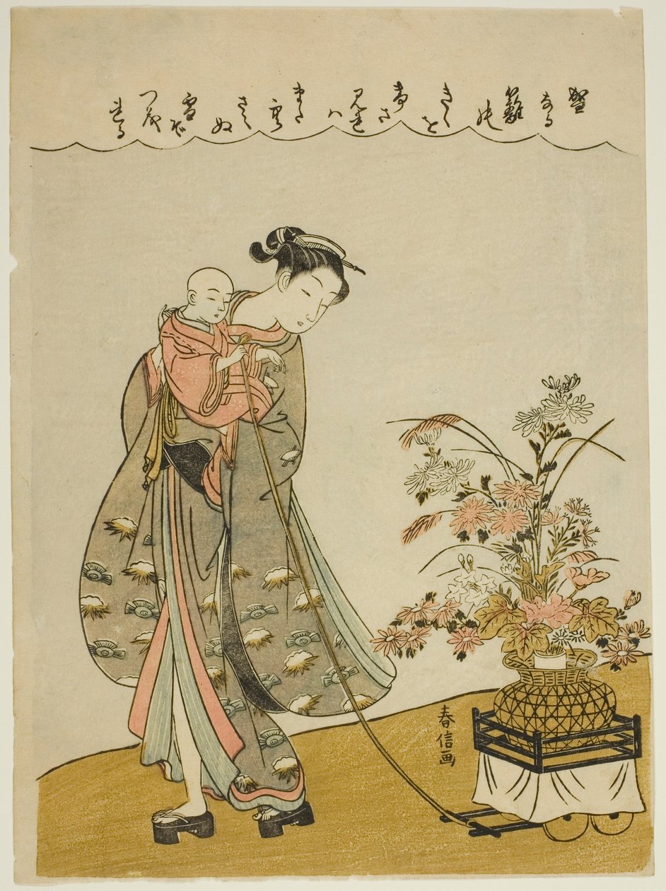 Trækker en blomstervogn af Suzuki Harunobu