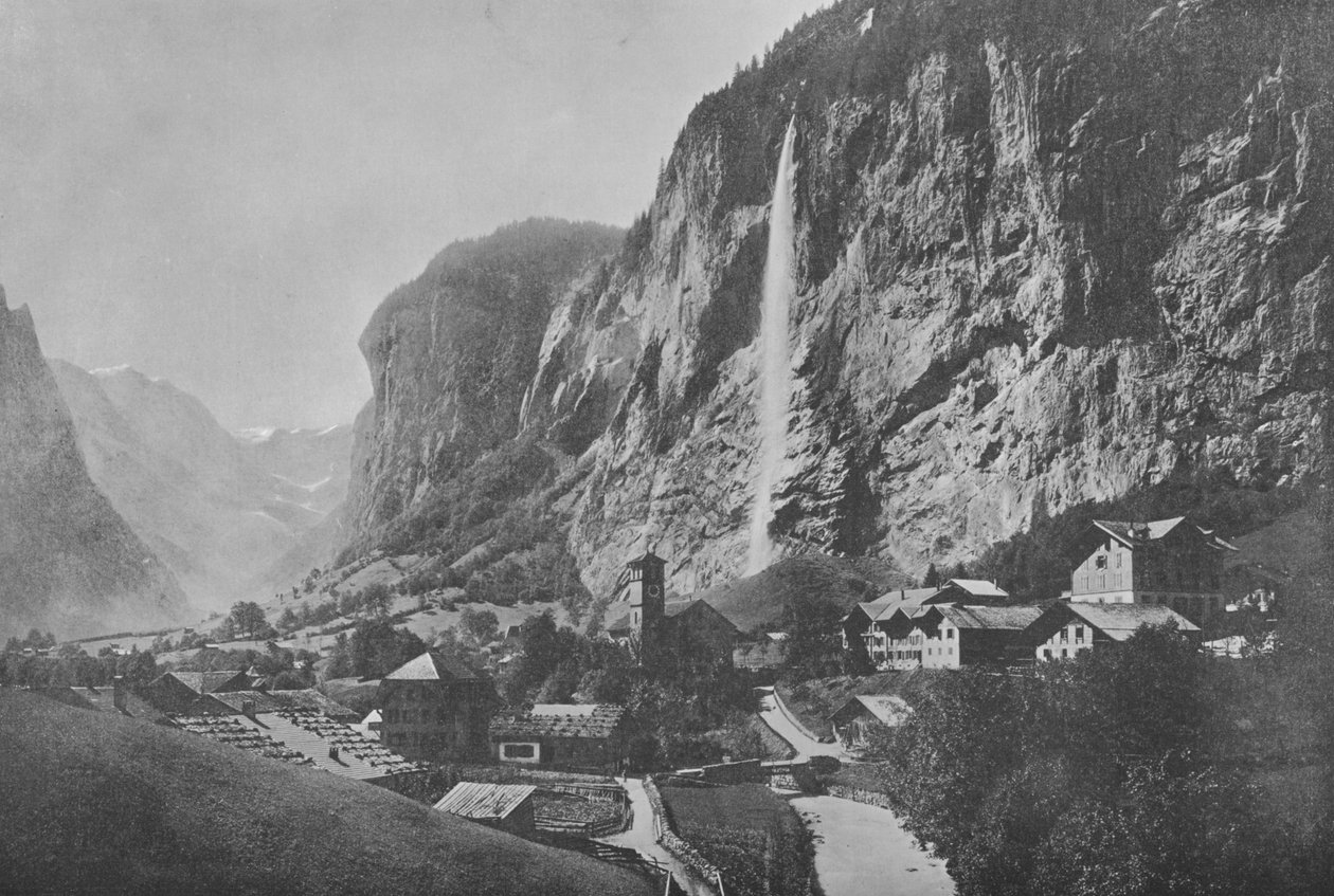 Lauterbrunnen, Cascade du Staubbach (s/h-billede) af Swiss Photographer