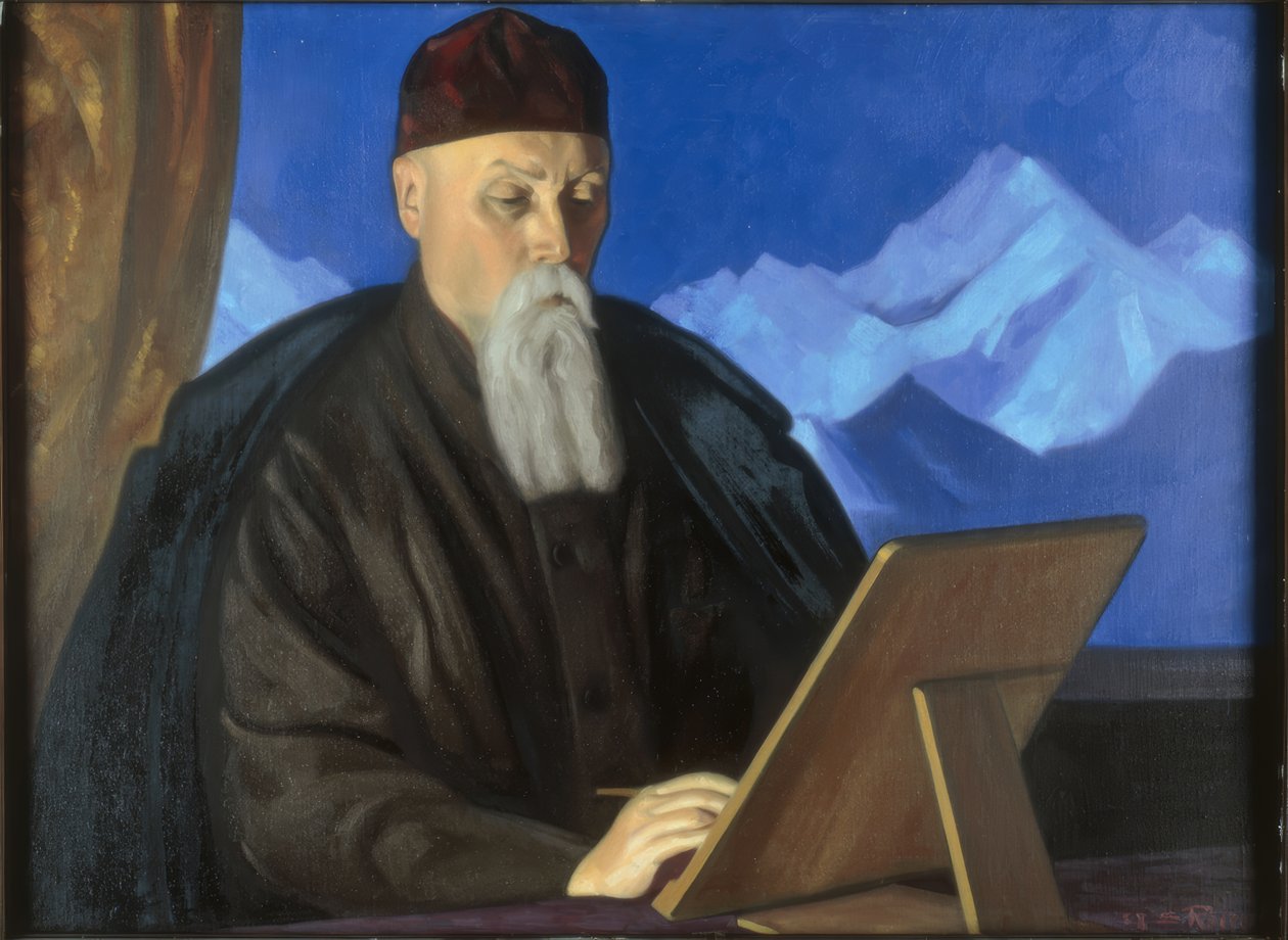 Portræt af maleren Nicholas Roerich af Swjatoslaw Nikolajewitsch Roerich