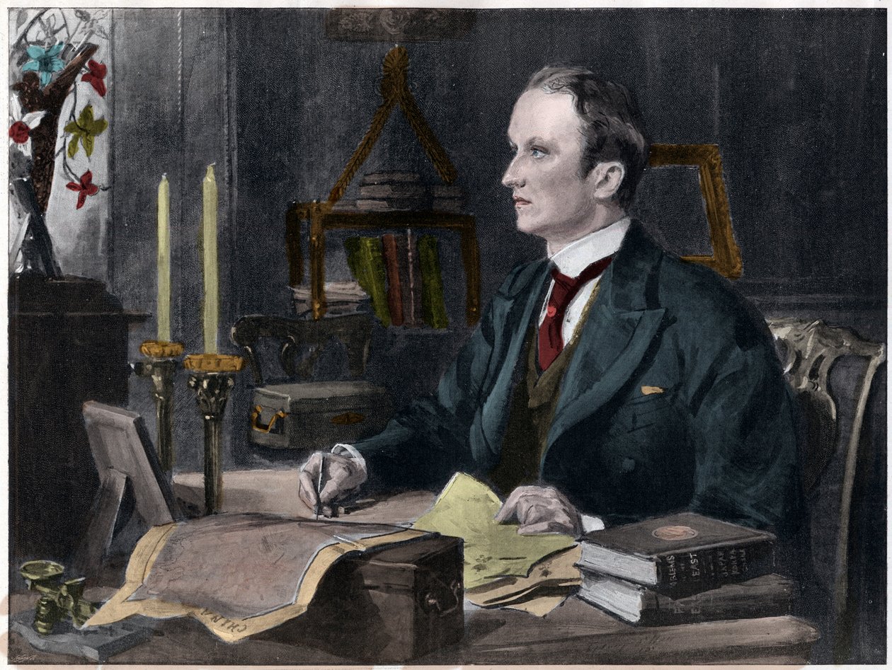 Portræt af George Curzon, 1. markis Curzon af Kedleston (1859-1925) vicekonge i Indien. 1898. af Sydney Prior after Hall