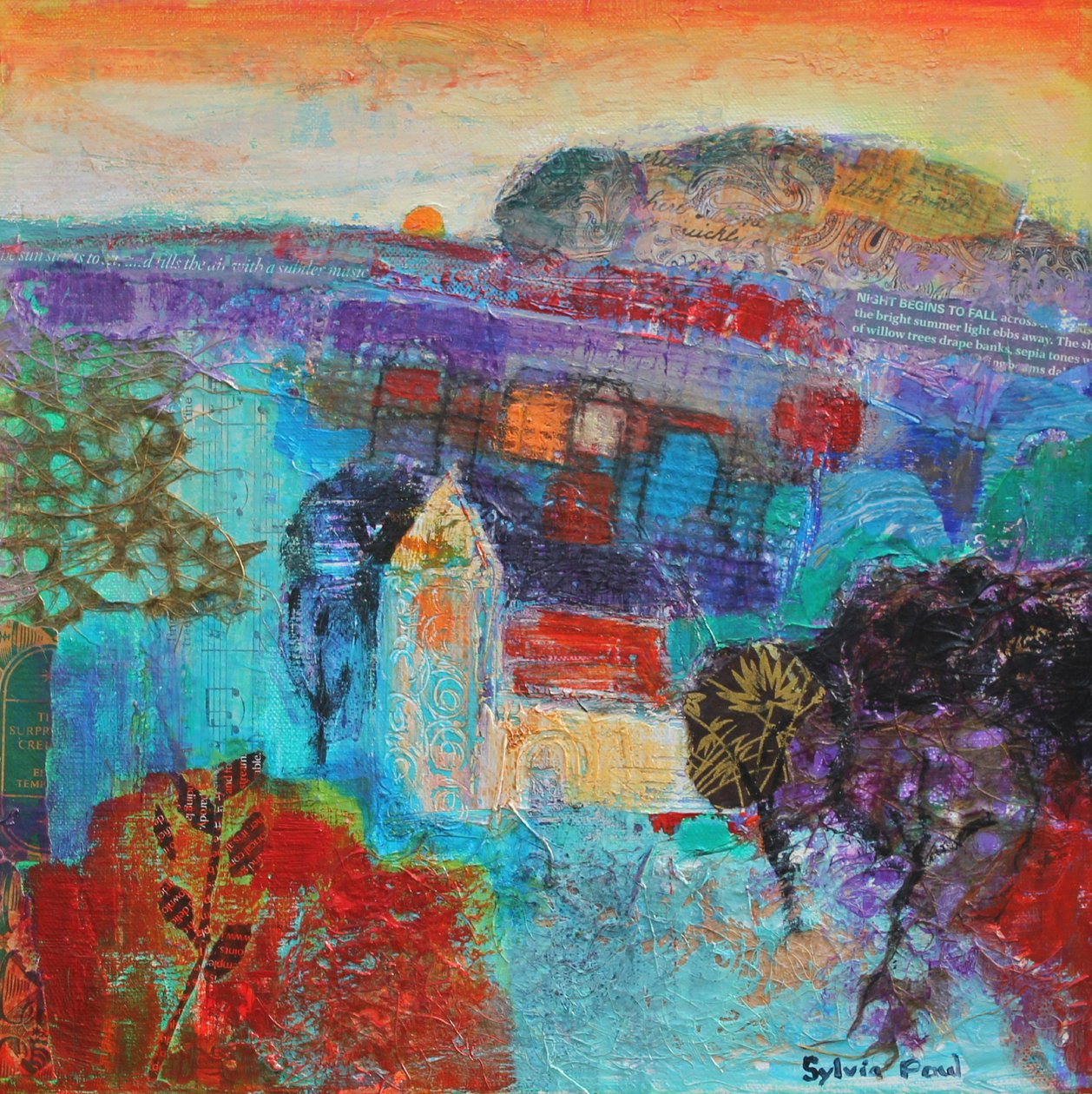 As the Sun goes Down 2013 akrylpapir collage af Sylvia Paul