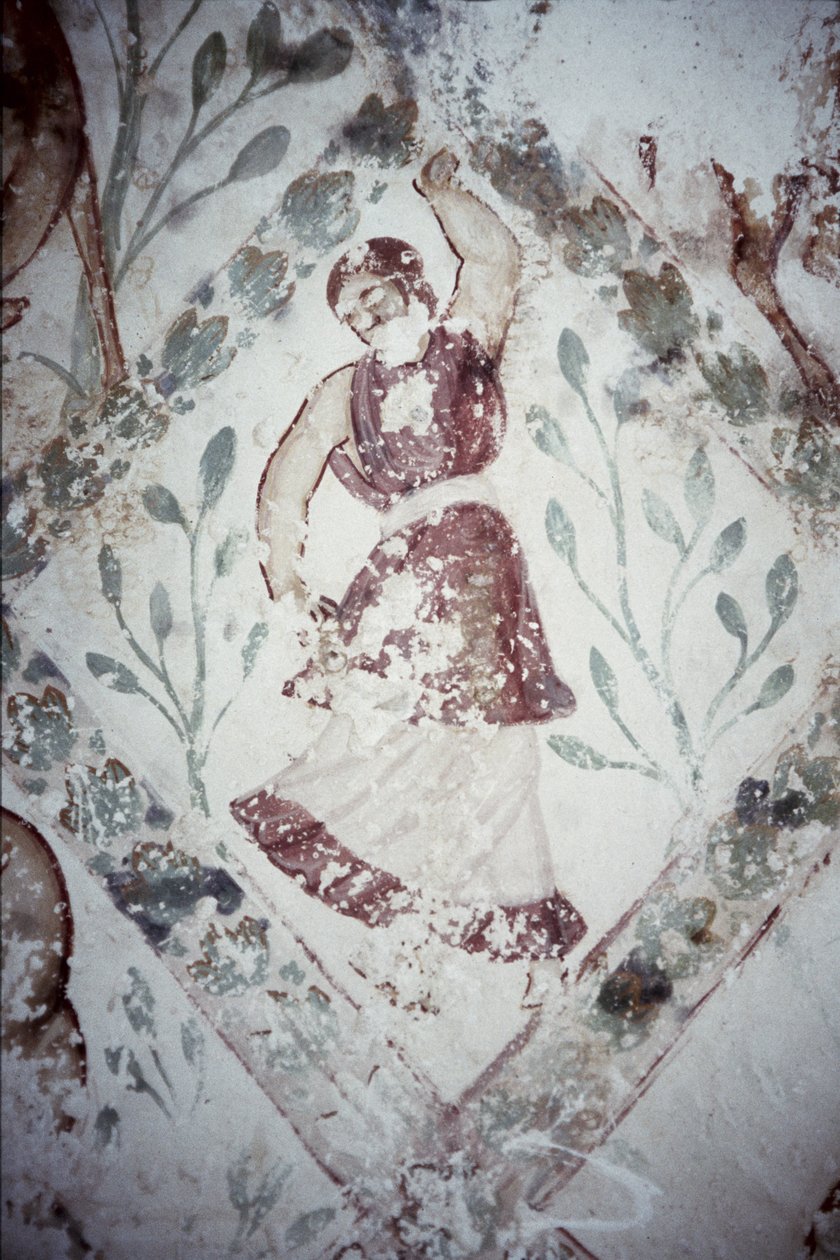 Fresco forestillende en kvindelig danser, fra Apodyterium, begyndelsen af det 8. århundrede af Syrian School