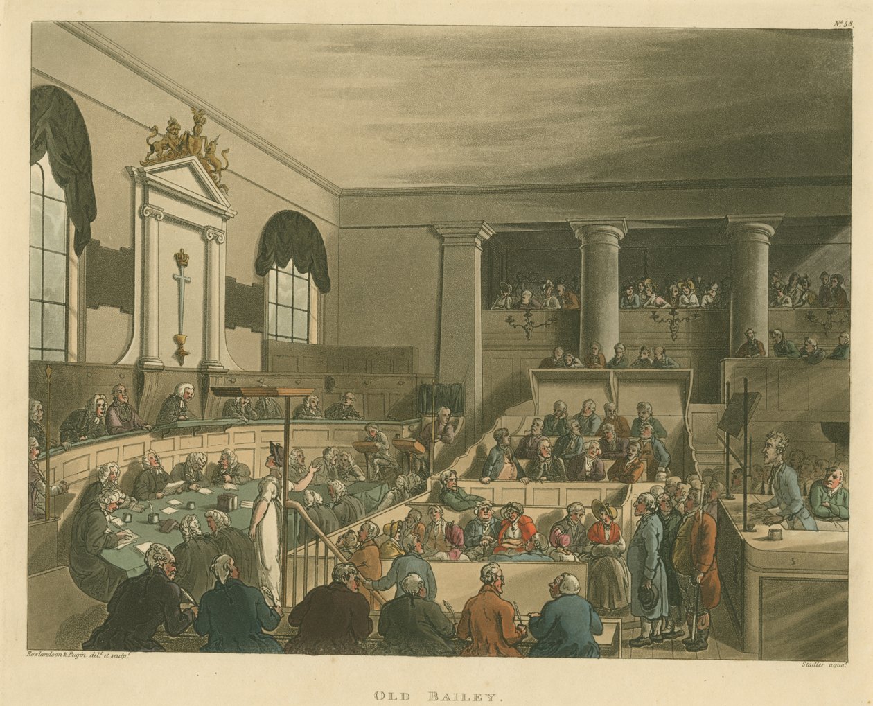 Old Bailey, 1809 (akvatint) af Pugin and Rowlandson