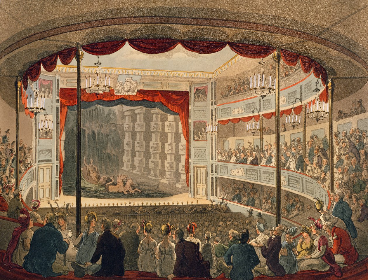 Sadlers Wells Theatre fra Ackermanns Microcosm of London af Pugin and Rowlandson
