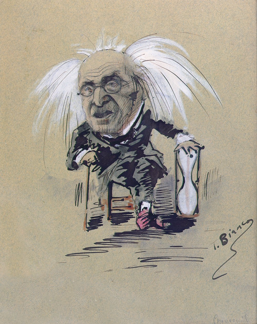 Karikatur af Michel-Eugene Chevreul (1786-1889) c.1885-89 (pen og blæk og gouache på papir) af T. Bianco
