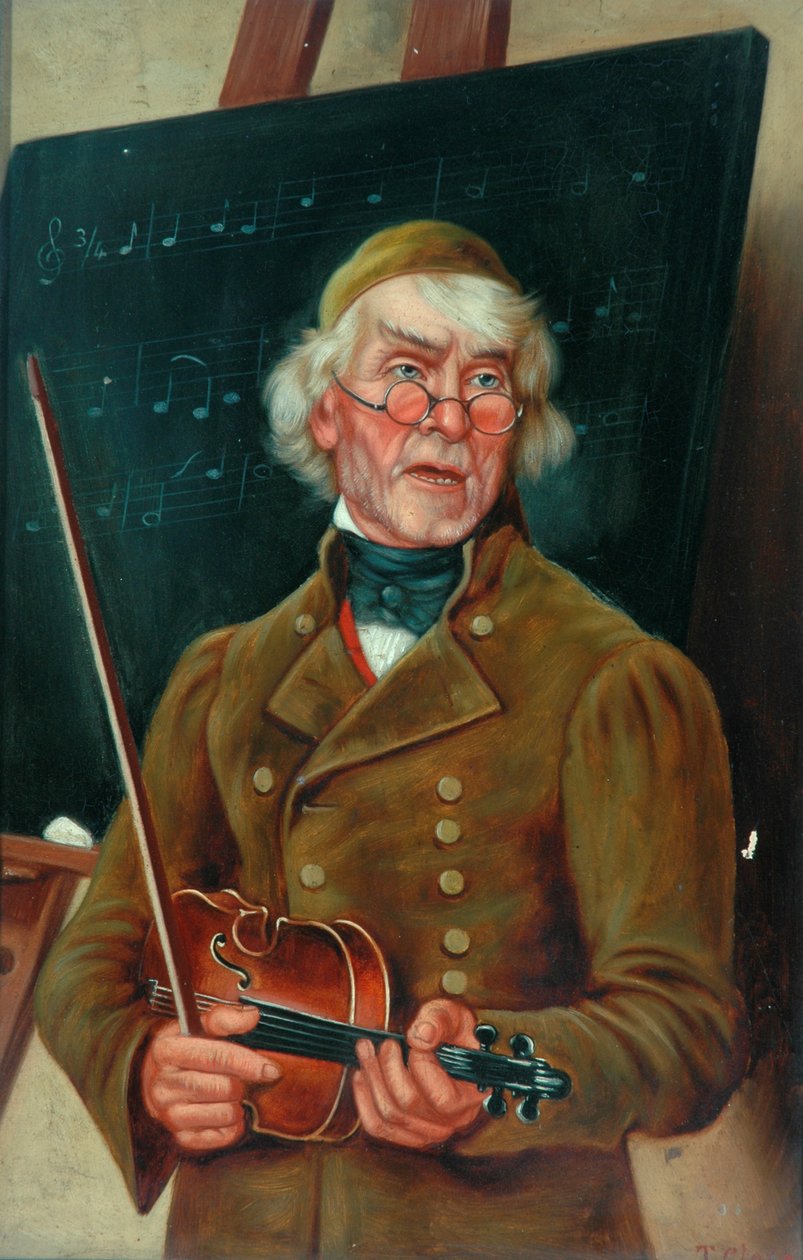 Musiker med violinolie på lærred af T. Clare