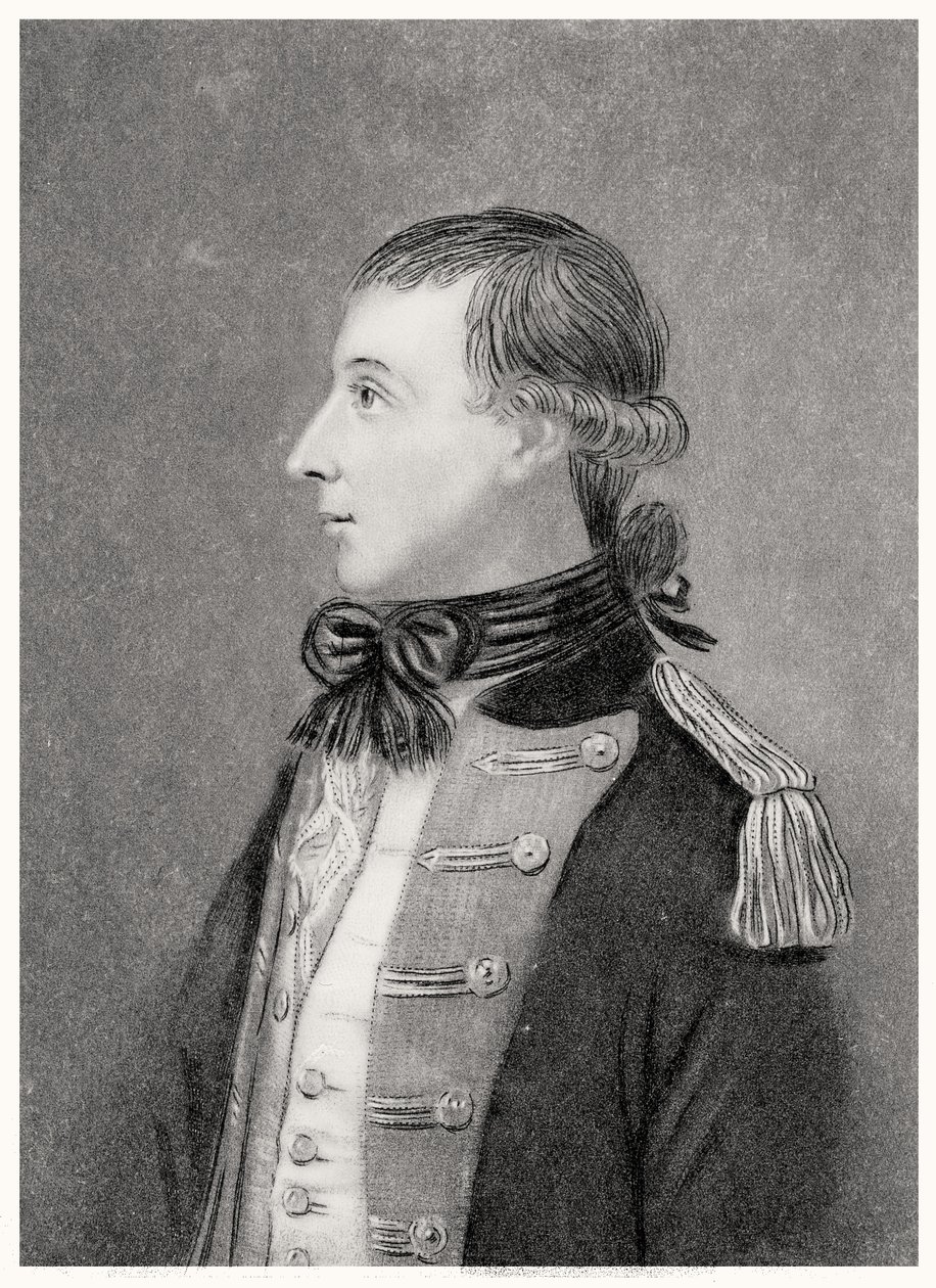 Theobald Wolfe Tone (1763-98), fra et originalt portræt, der repræsenterer ham i sin frivillige uniform af T.W. Huffam