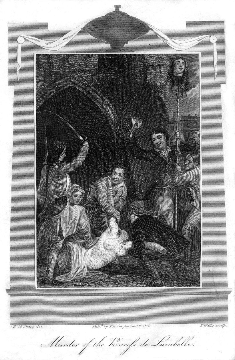 Mordet på prinsessen de Lamballe, 1816. af T. Wallis