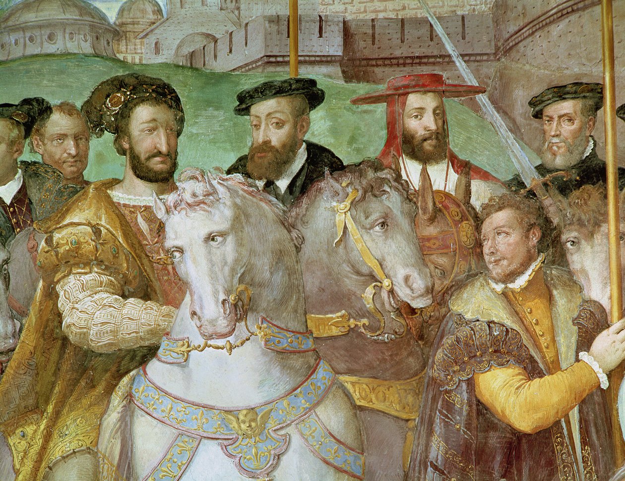 Detalje fra Kejser Karl Vs (1500-58), Frans I (1494-1547) og Alessandro Farneses (1546-92) højtidelige indtog til Paris i 1540, fra 