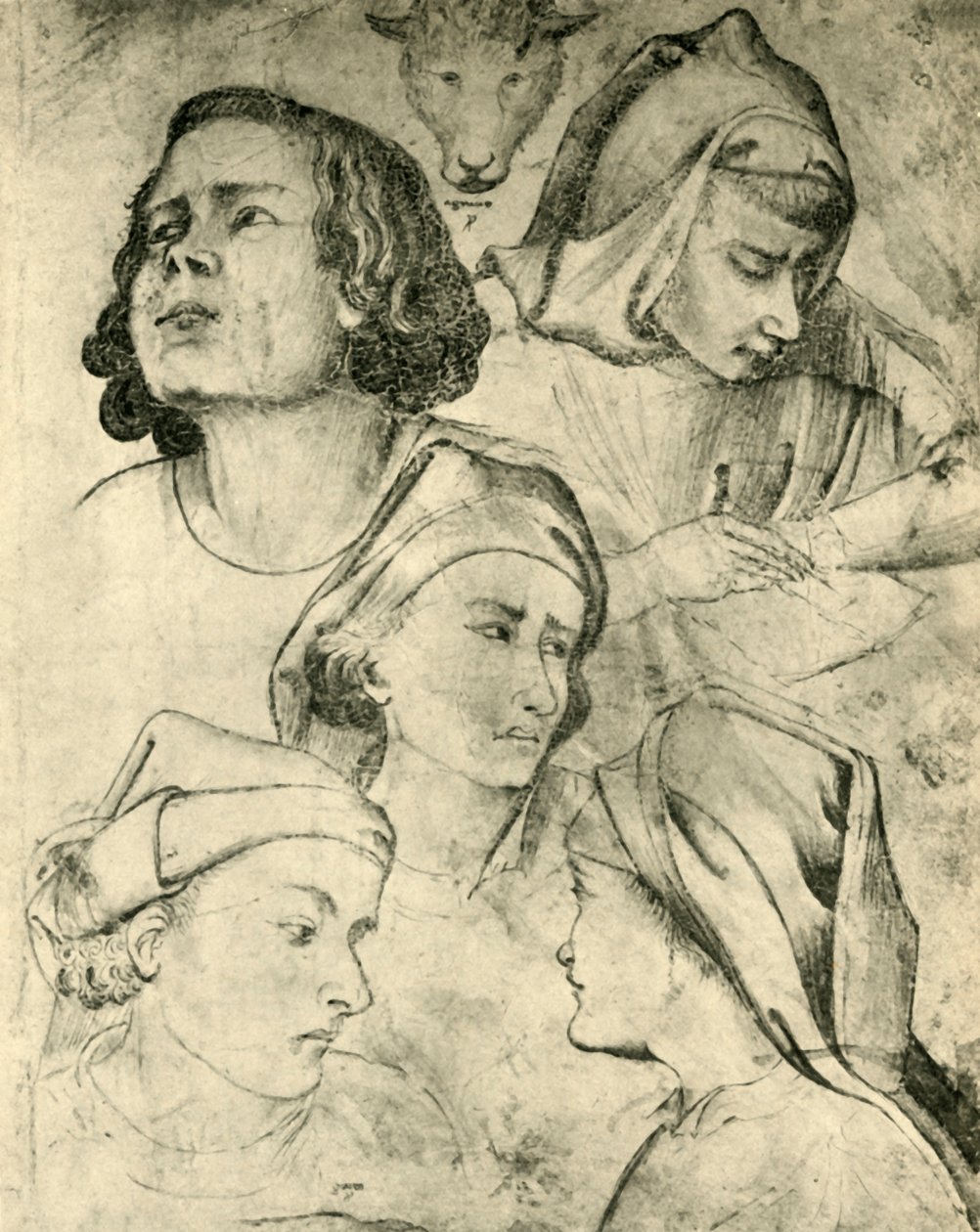 Studier af hoveder, c1320-1366, 1943 af Taddeo Gaddi
