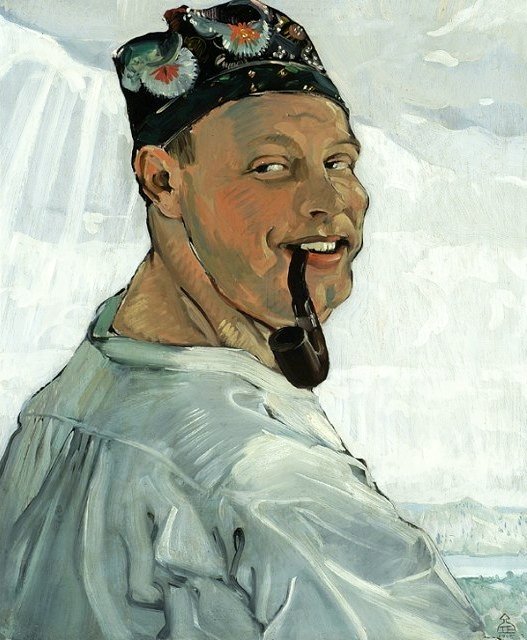Selvportræt med et rør. af Tadeusz Pruszkowski
