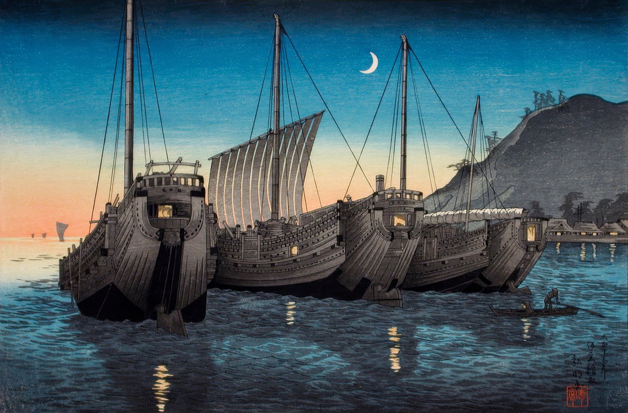 Junks i Inatori Bay, Izu af Takahashi Hiroaki