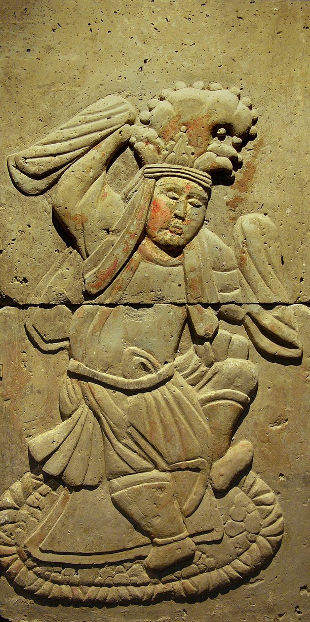 Stel, der forestiller en musiker (terracotta) af Tang Dynasty Chinese School