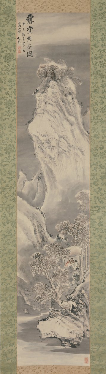 Brygning af te i en snedækket hytte, 1791. af Tani Buncho